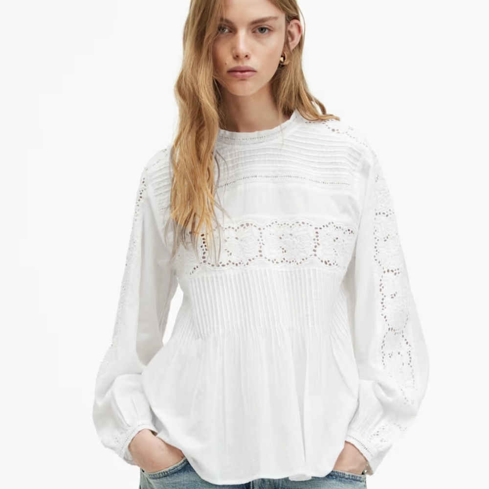 ALLSAINTS Alaia Crochet Cotton Blouse